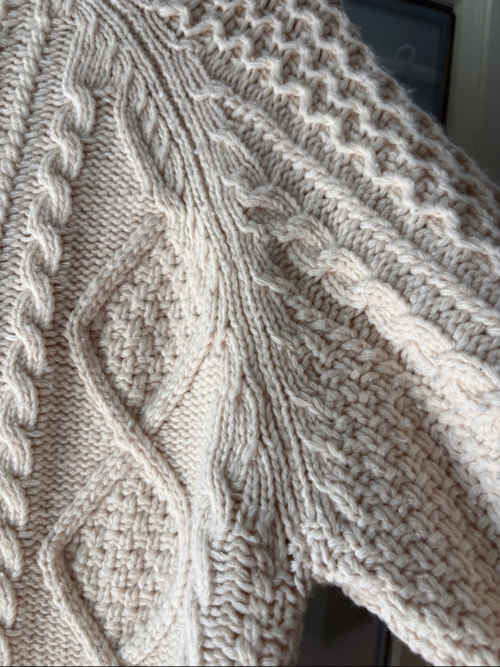 FRANCIS VALENTINE Chunky Cable Knit Button-Up Sweater Cardigan - Cream - Picture 4 of 17